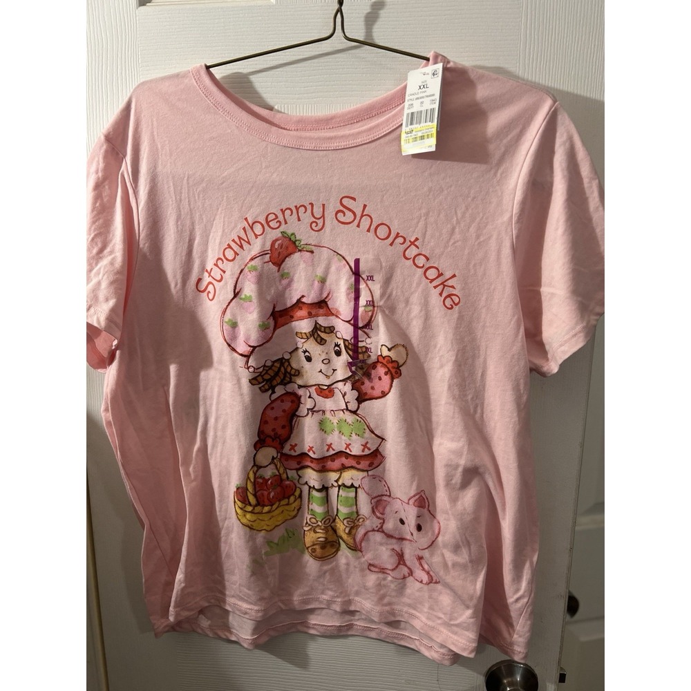 NWT Strawberry Shortcake Graphic T-Shirt Front & Back Size XXL Pink‎ Hobby Goods